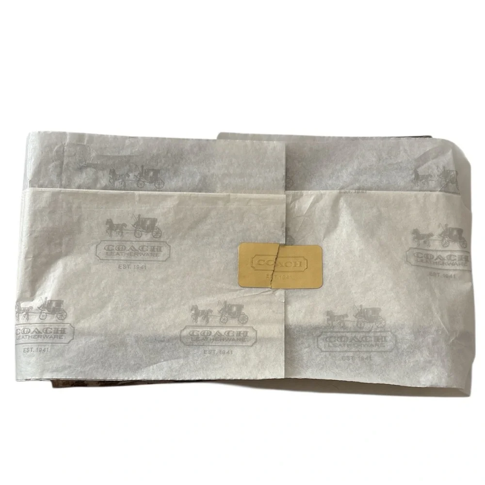 COACH Brown / Tan Signature Infinity Scarf & Gift Paper & Coach Leatherware Box